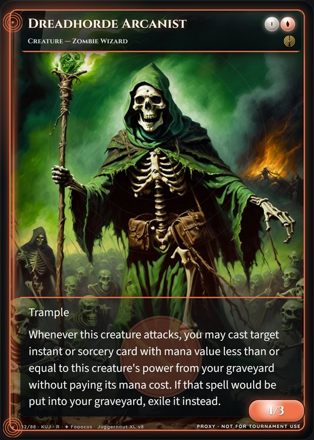 Dreadhorde Arcanist full-art frame